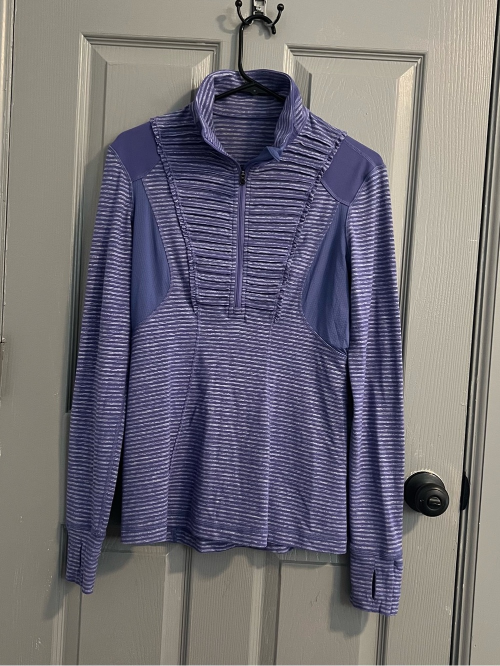 lululemon athletica Striped Lavender Half-Zip Long Sleeve Yoga Running Gym